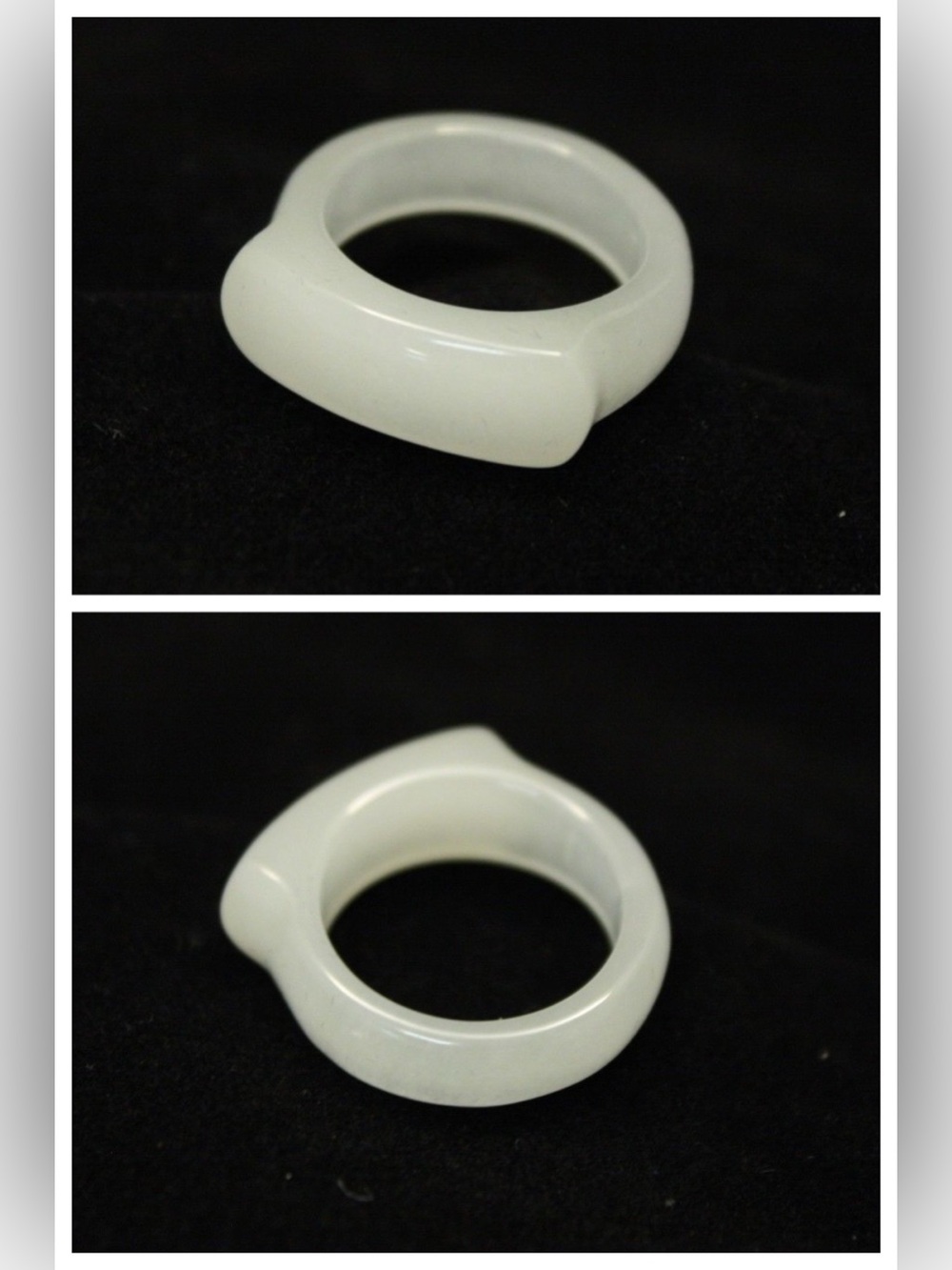 Authentic Natural White Jadeite Jade Saddle Ring | Translucent Band